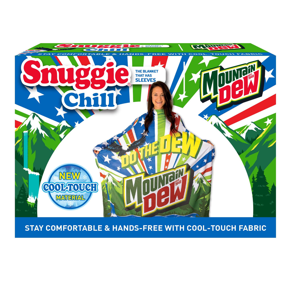 Cozy Fleece Chill Wearable Blanket with Sleeves in Cool Touch Fabric, Mountain Dew Red White & Dew Americana - Luxury Knitted Decorative Throw Blanket with Fringes Detail