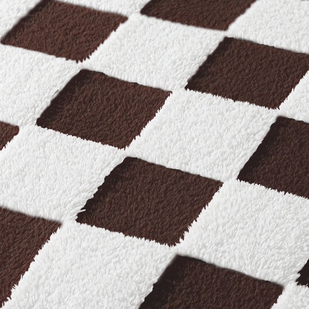 Decorative Knitted Checkered Throw Blanket, Super Soft and Warm Fluffy Fleece Blanket for Couch, Sofa, Bed, Cute Plaid Pattern, Coffee, ... - Luxury Knitted Decorative Throw Blanket with Fringes Detail