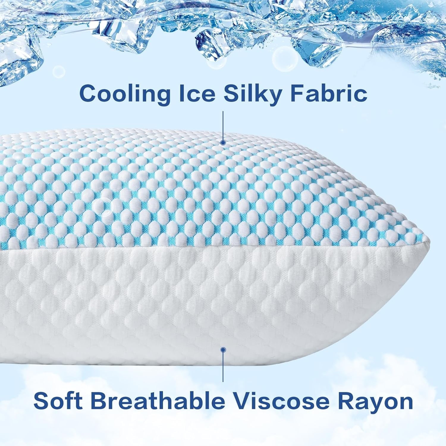 Fluffy Shredded 2 Pack Cooling Pillow for Sleeping, Memory Foam Pillows Cool Bed Pillows Hotel Reversible Pillow with Washable Remova... - Ergonomic Memory Foam Pillow for Neck Pain Support Detail
