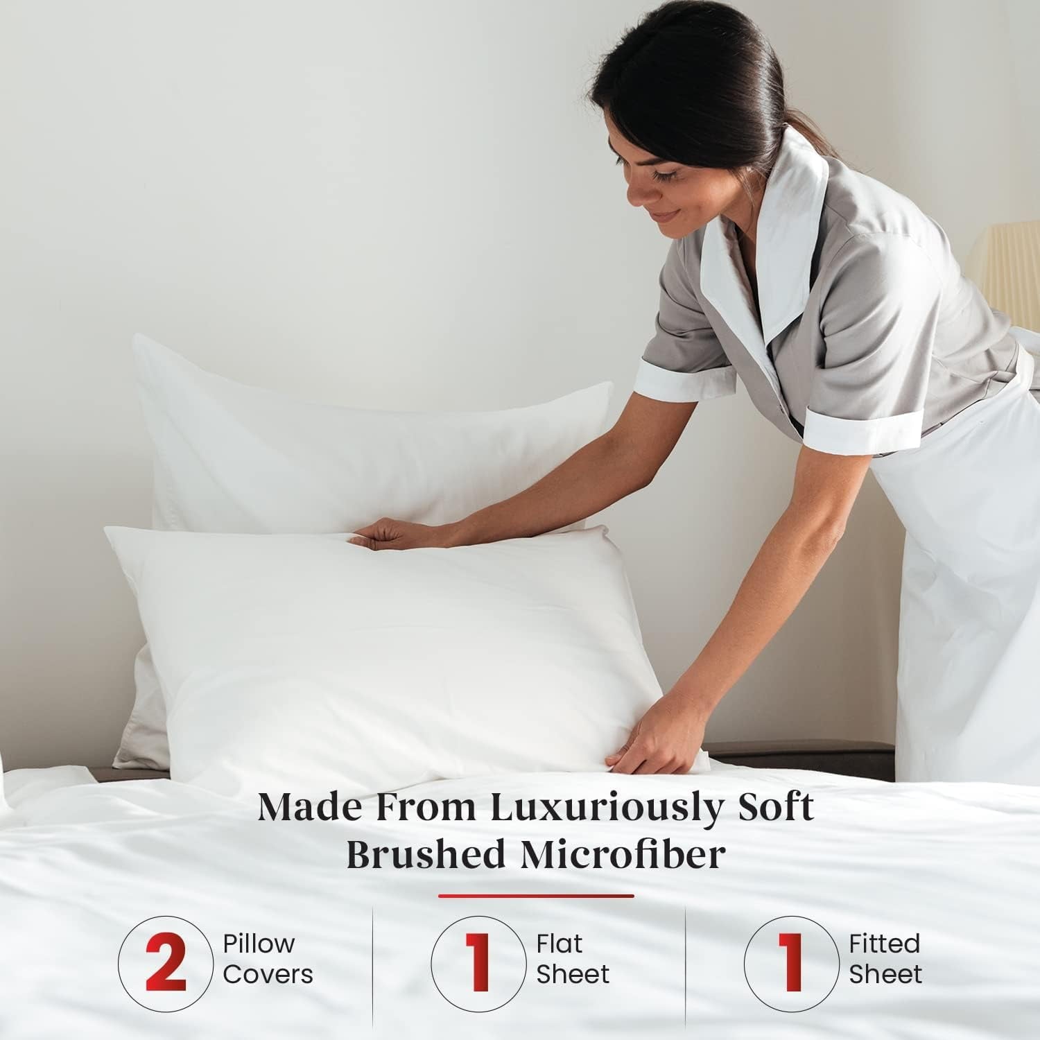 Ultra-Soft Sheet Set of 4, 16-inch Deep Pocket - Microfiber Bed Sheets, White - Cooling Hotel Quality Bedding Sheets and Pillowcases Detail