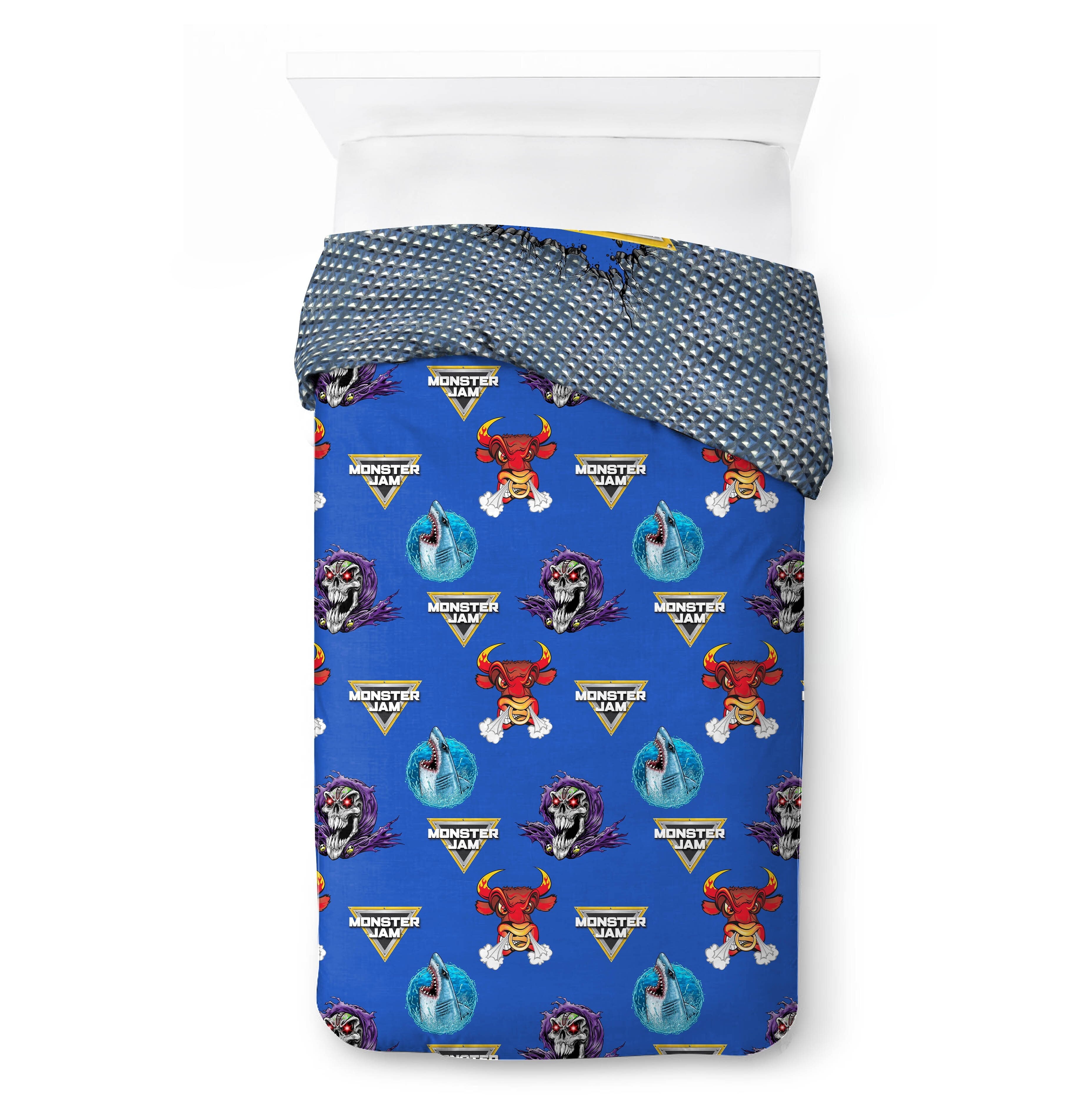 All-Season Monster Jam Smash & Mash Kids Multicolor 2 Piece Reversible Comforter and Pillowcase Bedding Set, Twin/Full - Hypoallergenic Ultra-Fluffy Quilt for Winter Detail