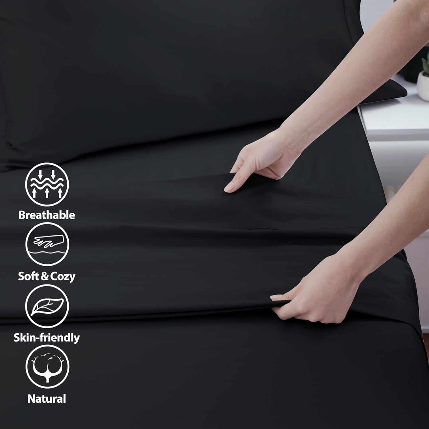 Premium Egyptian Cotton Sheet Only, 600 Thread Count 100% Egyptian Top Sheet 1Pcs, Cool & Breathable Bed Sheets Wrinkle, Fade, Stain Resistan... - Premium Ultra-Soft Pillowcase Pair for Sleeping Detail