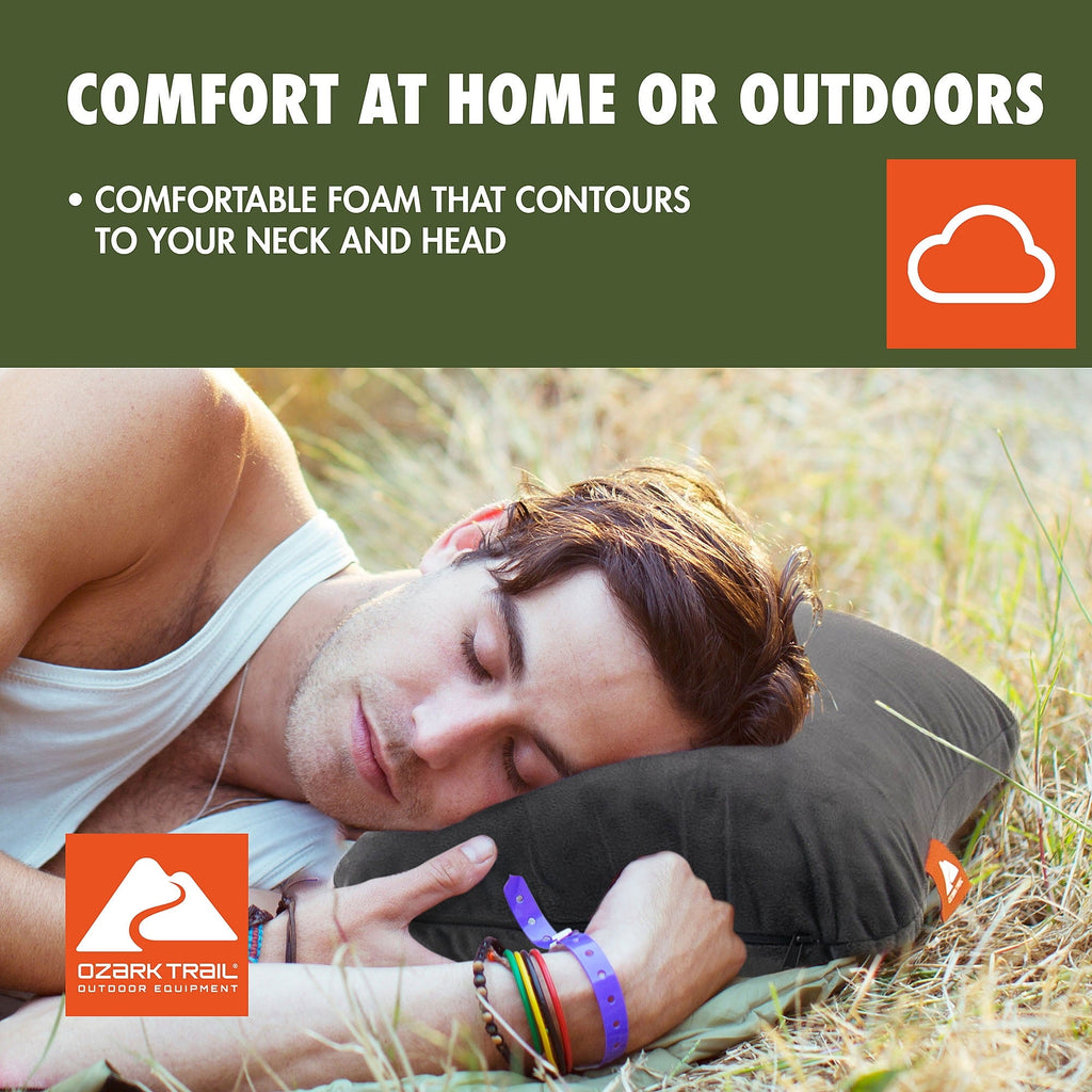 Ergonomic Memory Foam Dark Grey Memory Foam Camping Pillow for Adults - Hotel Quality Plush Sleeping Pillows Detail