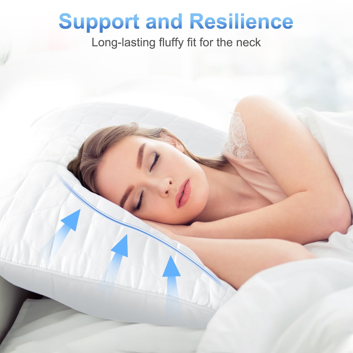 Hotel Collection Bed Pillows for Sleeping 2 pack, King Size Cooling Pillows Hotel Quality with Premium Soft Down Alternative Fill for ... - Ergonomic Memory Foam Pillow for Neck Pain Support Detail
