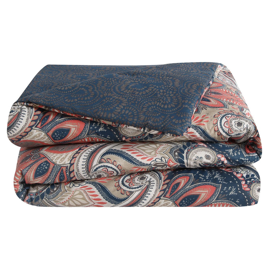Hypoallergenic Cloud Casa Real 5-Piece Coral Damask Reversible Comforter Set, King, Adult, Unisex - All-Season Down Alternative Comforter Insert Detail