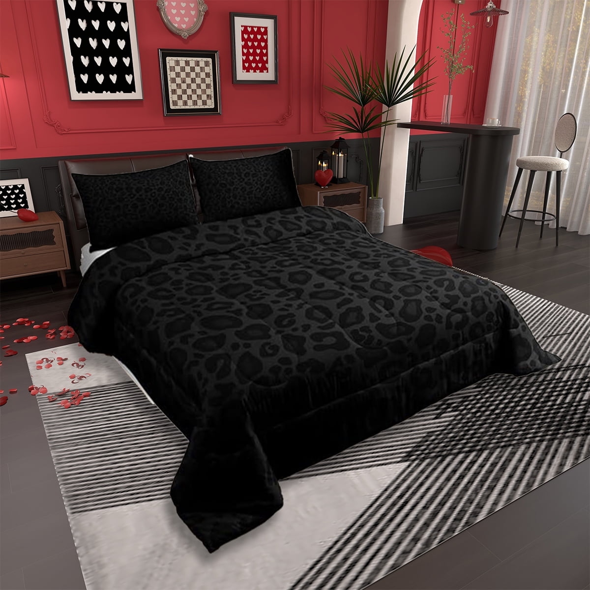 Hypoallergenic Cloud Leopard Print Comforter Set Full Size,Abstract Cheetah Texture Bedding Set,Women Room Decor,Rustic Farmhouse Retro Do... - Hypoallergenic Ultra-Fluffy Quilt for Winter Detail