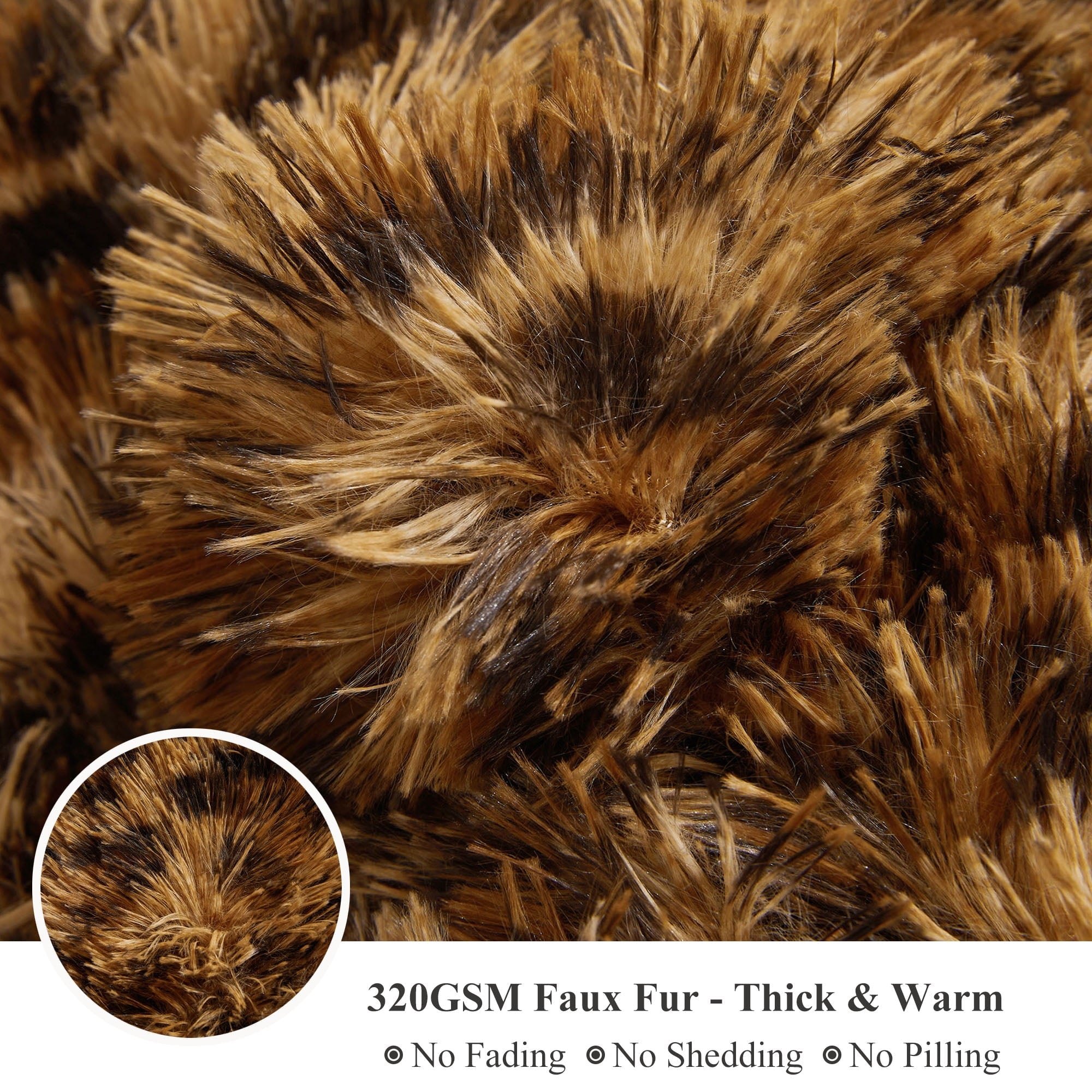 Cozy Fleece Luxury Faux Fur Leopard Print Throw, Soft 50x60 Cheetah Print Fluffy Blanket, Shaggy Plush Decorative Couch Throw, Cu... - Luxury Knitted Decorative Throw Blanket with Fringes Detail