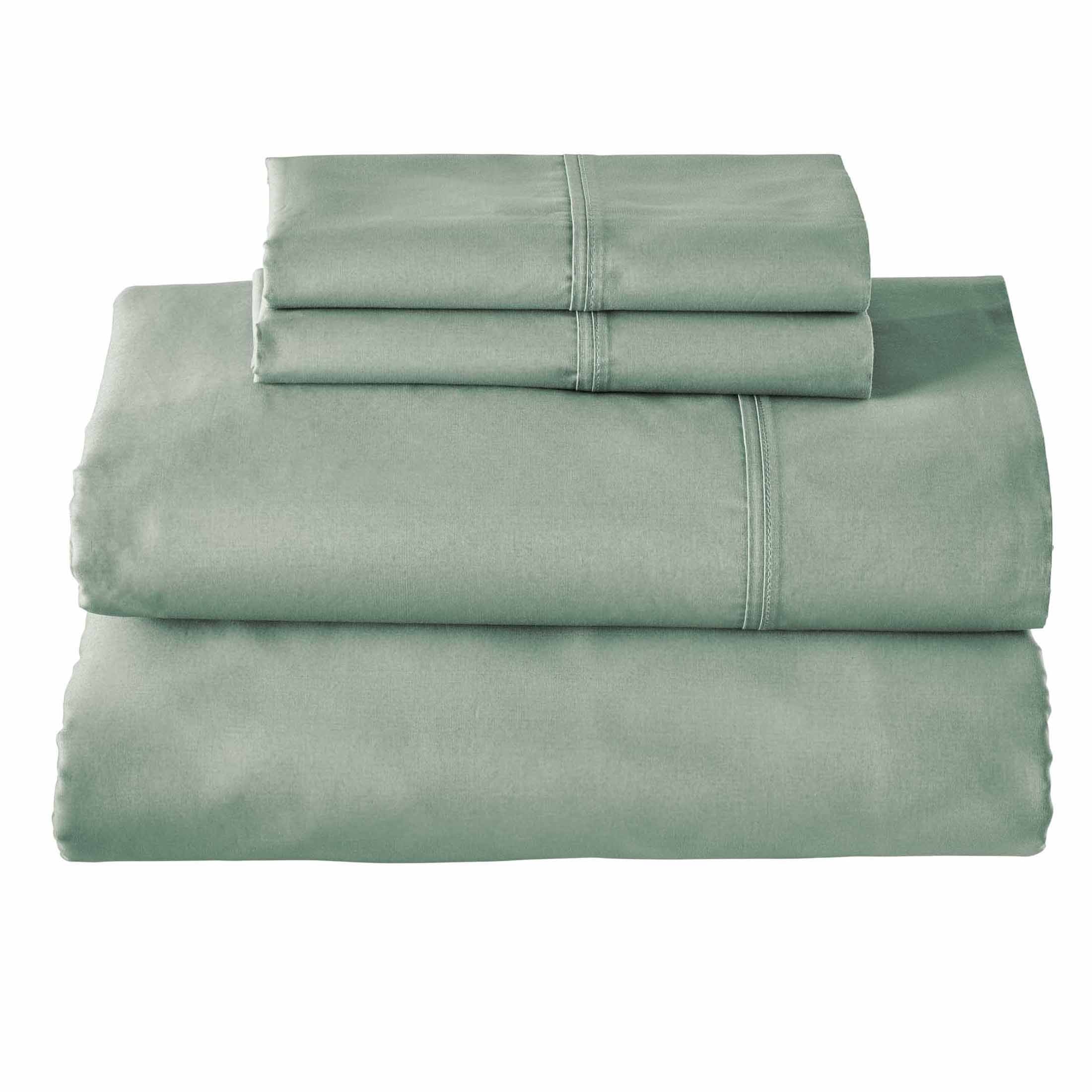Breathable Luxury Cool & Crisp 4-Piece 300 Thread Count Green River Cotton Percale Sheet Set, Queen - Luxury Bed Sheet Set with Deep Pockets Detail