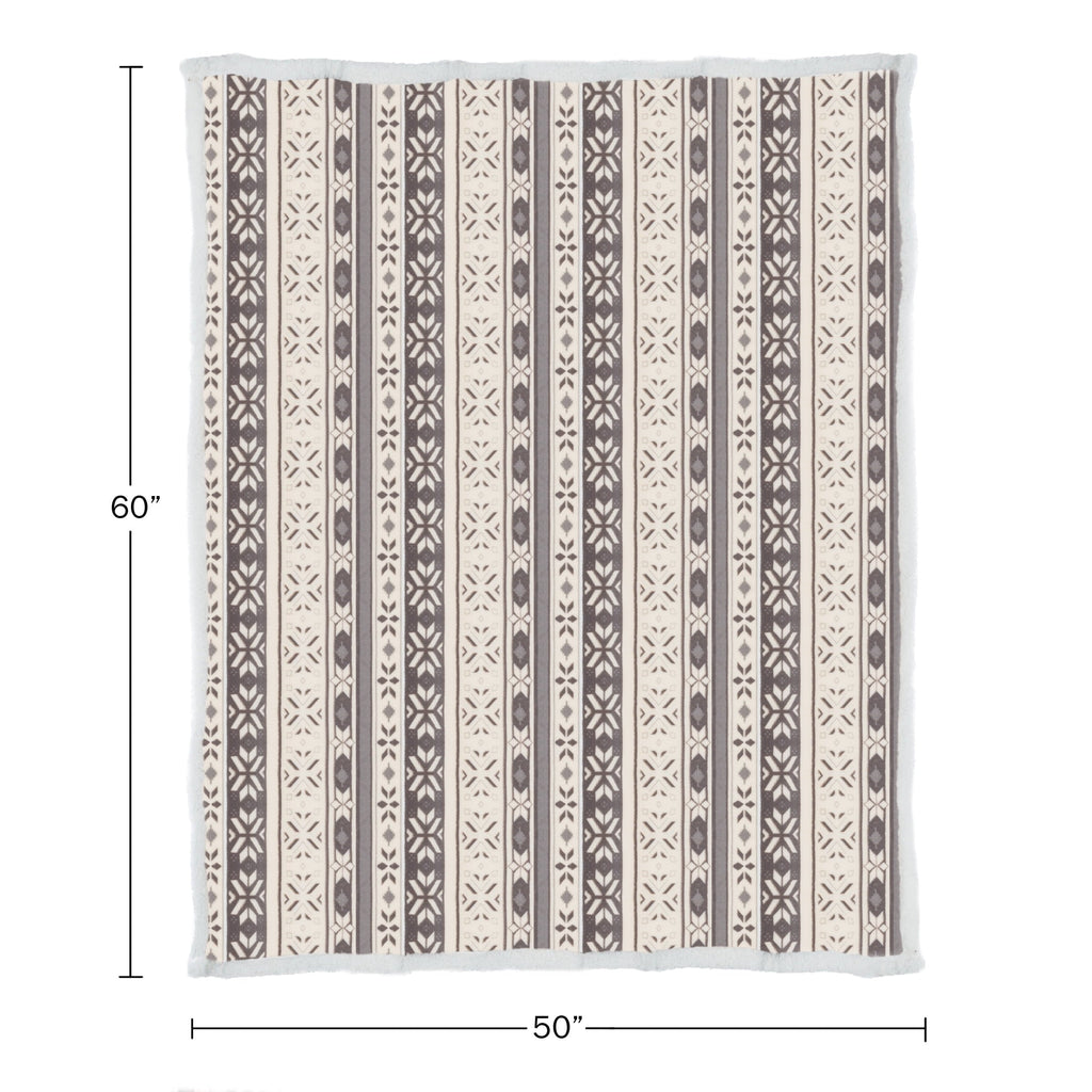Lightweight Warm 50x60-Inch Machine Washable Fleece Blanket with Snowflakes - Luxury Knitted Decorative Throw Blanket with Fringes Detail