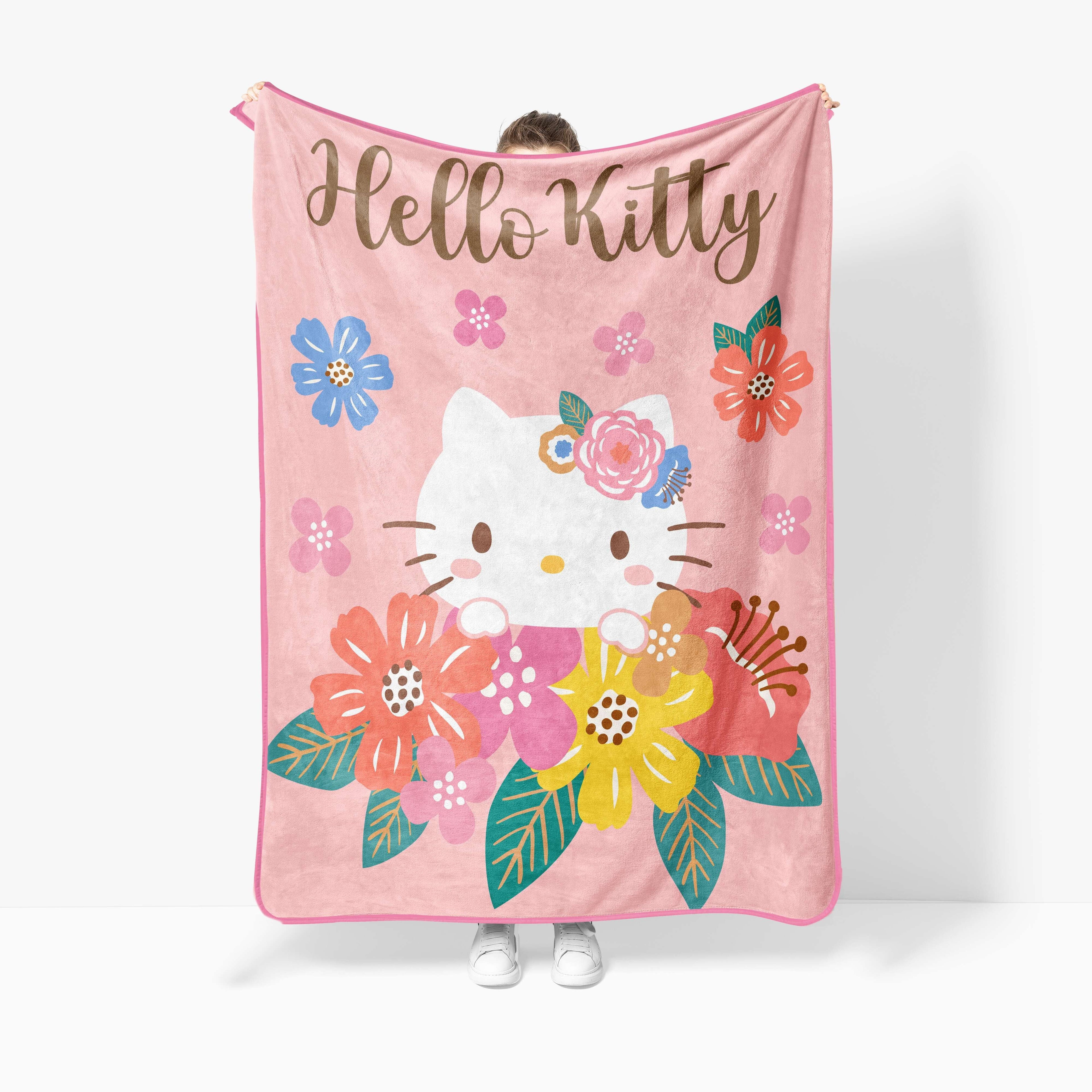 Reversible Sherpa Floral Grace 46 x 60 Coral Fleece Kids Throw Blanket - Soft Bedding Accessories - Luxury Knitted Decorative Throw Blanket with Fringes - Default Title