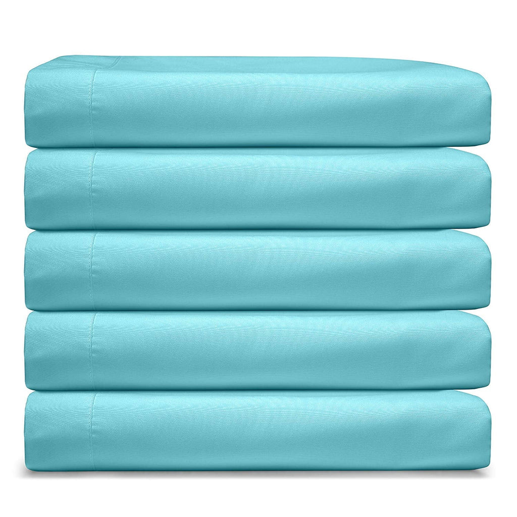 Wrinkle-Resistant RV/Short Queen 6-Piece Bed Set for Campers - Deep Pocket Fitted Sheet Luxury Soft Microfiber, Teal - Luxury Bed Sheet Set with Deep Pockets Detail
