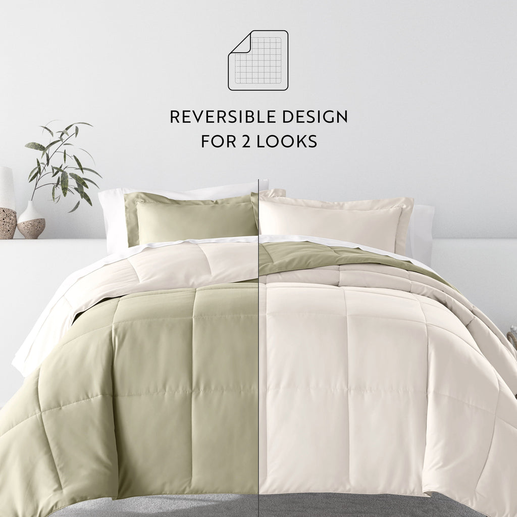 Fluffy Down Alternative 5 Piece Bedding Bundle, Reversible Comforter and Patterned Sheet Set, Twin - Hypoallergenic Ultra-Fluffy Quilt for Winter Detail