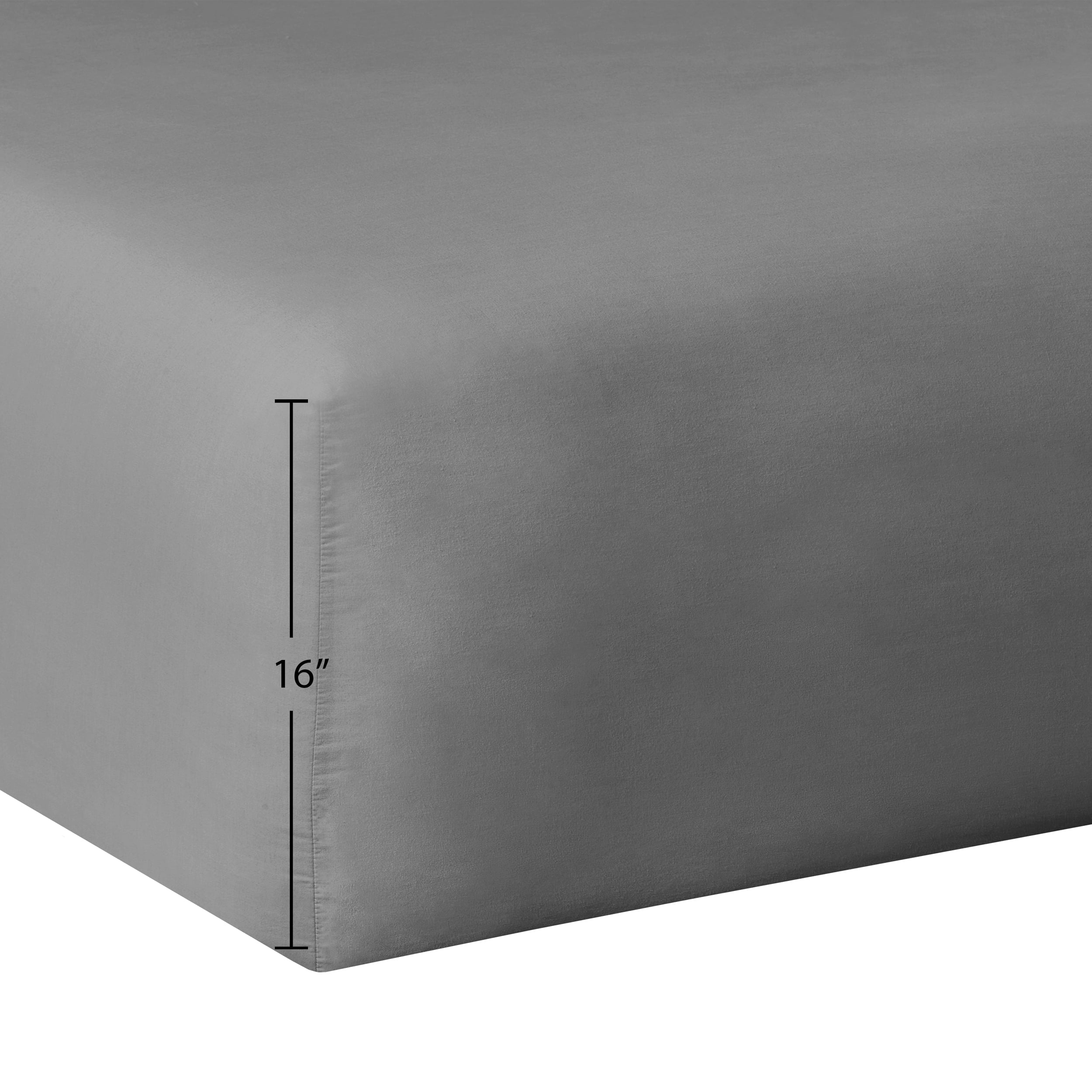 Cooling Sateen Solid Soothing-Gray Cotton Blend Fitted Sheet, Twin/Twin XL - Breathable Egyptian Cotton Flat & Fitted Sheets Detail