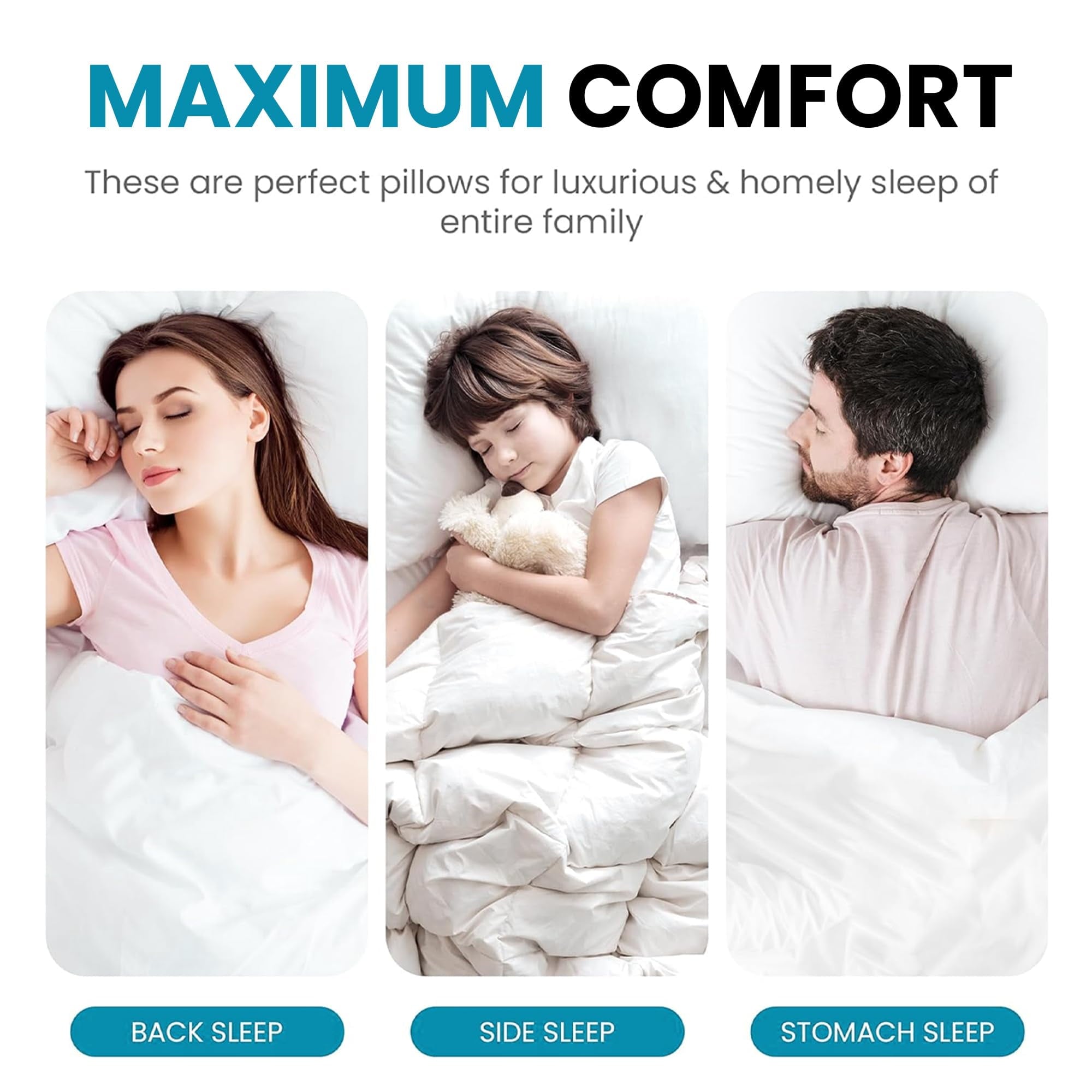 Orthopedic Support 2-Pack Standard Bed Pillows – Soft, Breathable & Hypoallergenic for Better Sleep - Decorative Throw Pillow Cushion for Sofa & Bed Detail