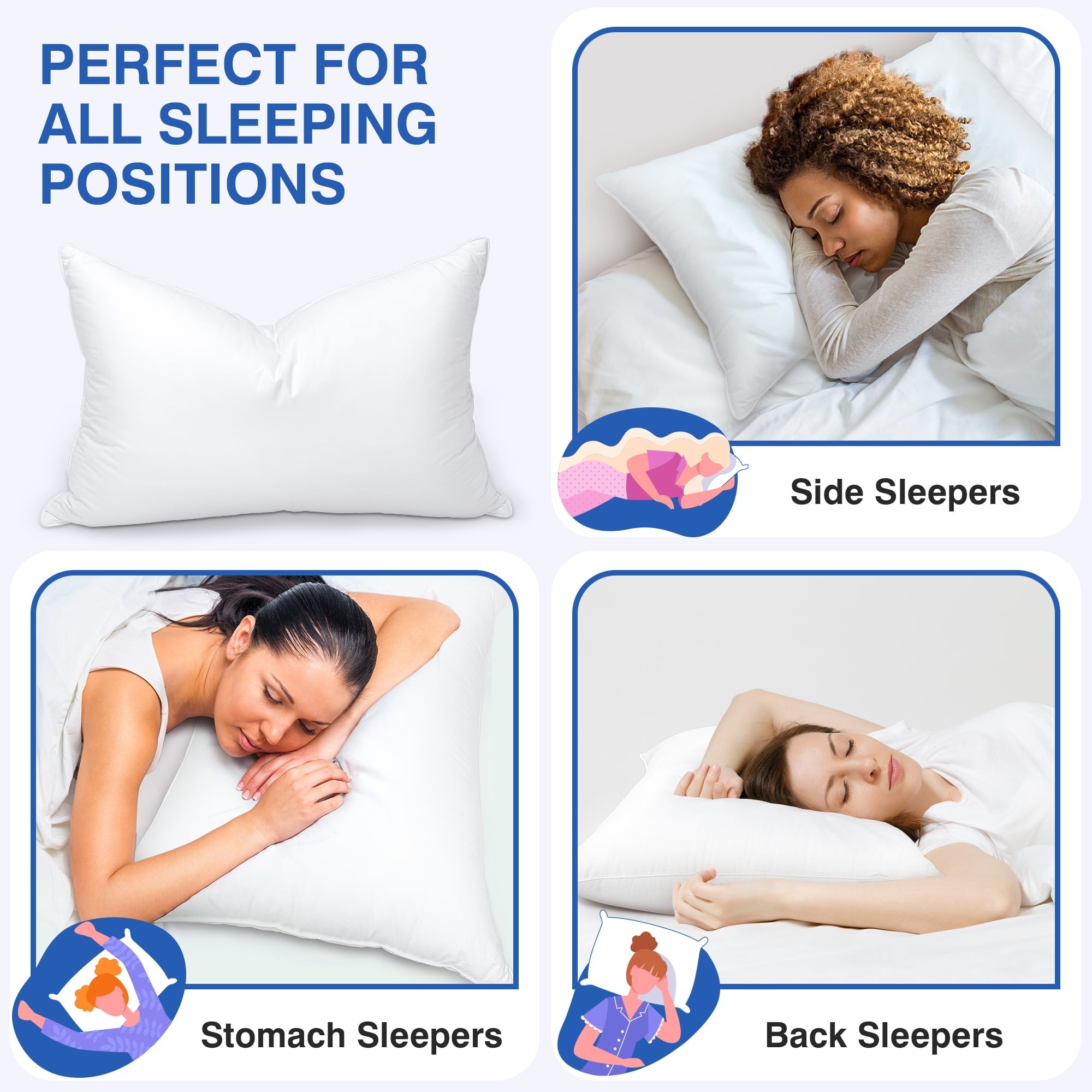 Orthopedic Support Pillows and Bed Pillows Queen Size for Sleeping,With 2 Set of Soft Cotton Cover- Pack of 2 - Decorative Throw Pillow Cushion for Sofa & Bed Detail