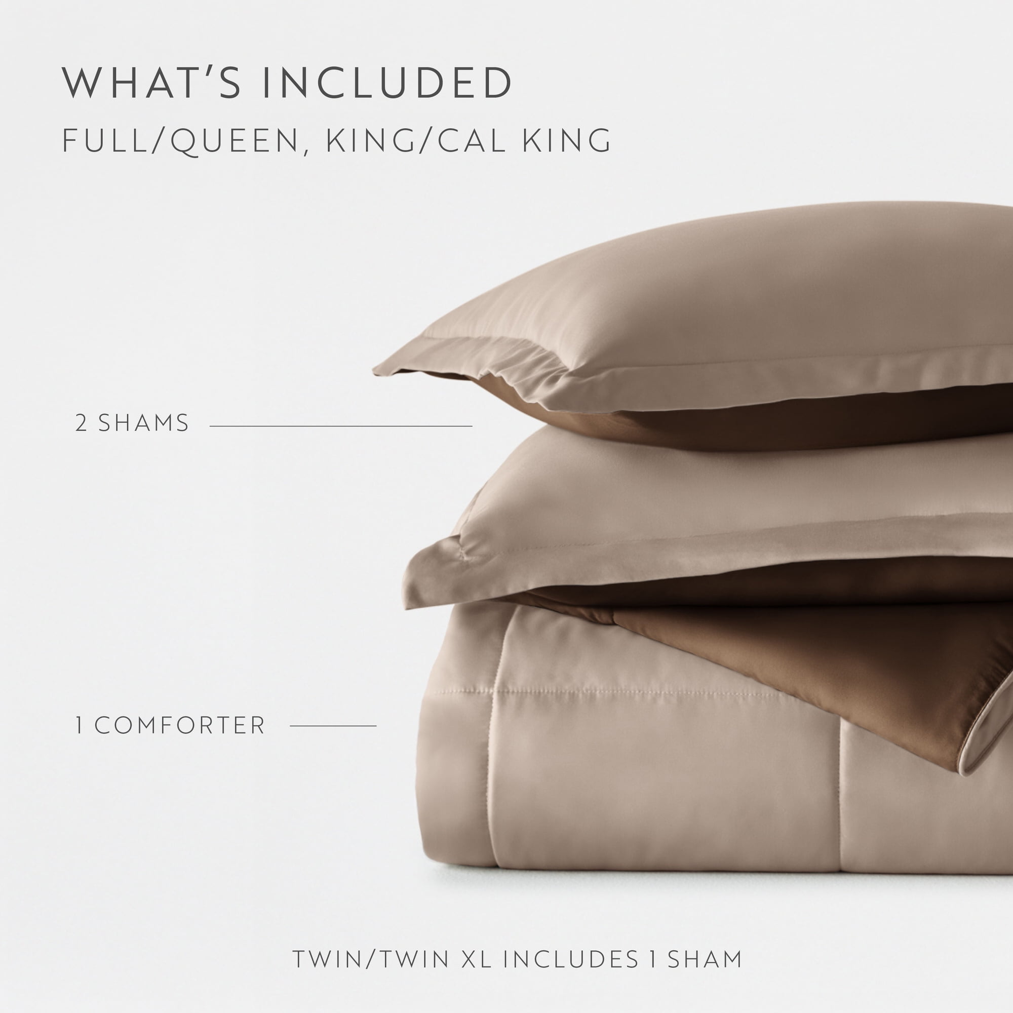 All-Season All Season Reversible Comforter Set Breathable Cool in Taupe & Chocolate Brown Full/Queen Size Bedding - All-Season Down Alternative Comforter Insert Detail