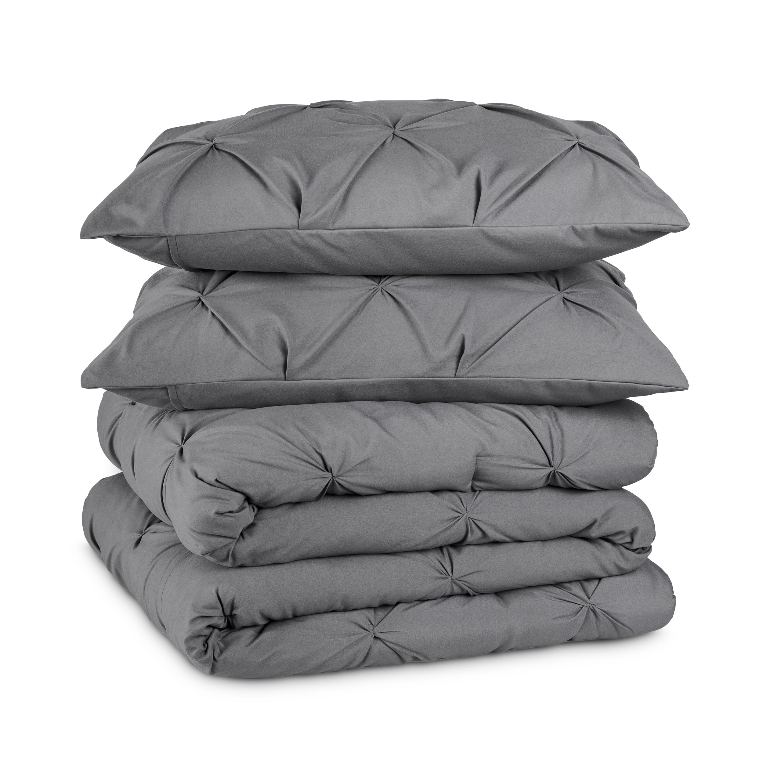 Fluffy Down Alternative Pintuck Down Alternative Comforter Set - 3-Pieces - All Seasons - King, Grey - Cloud-Like Soft Lightweight Bed Comforter Detail