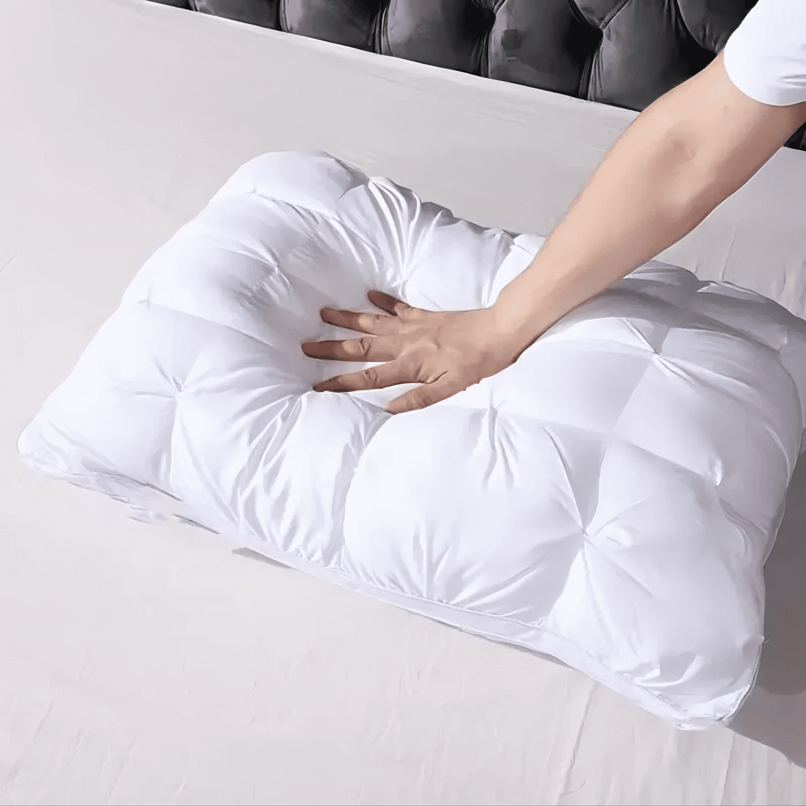 Hotel Collection Queen Size Bed Pillows Set of 2, Hotel Quality, Down Alternative Gusseted Bed Pillows for Side, Back, or Stomach Slee... - Orthopedic Shredded Foam Bed Pillow Set Detail
