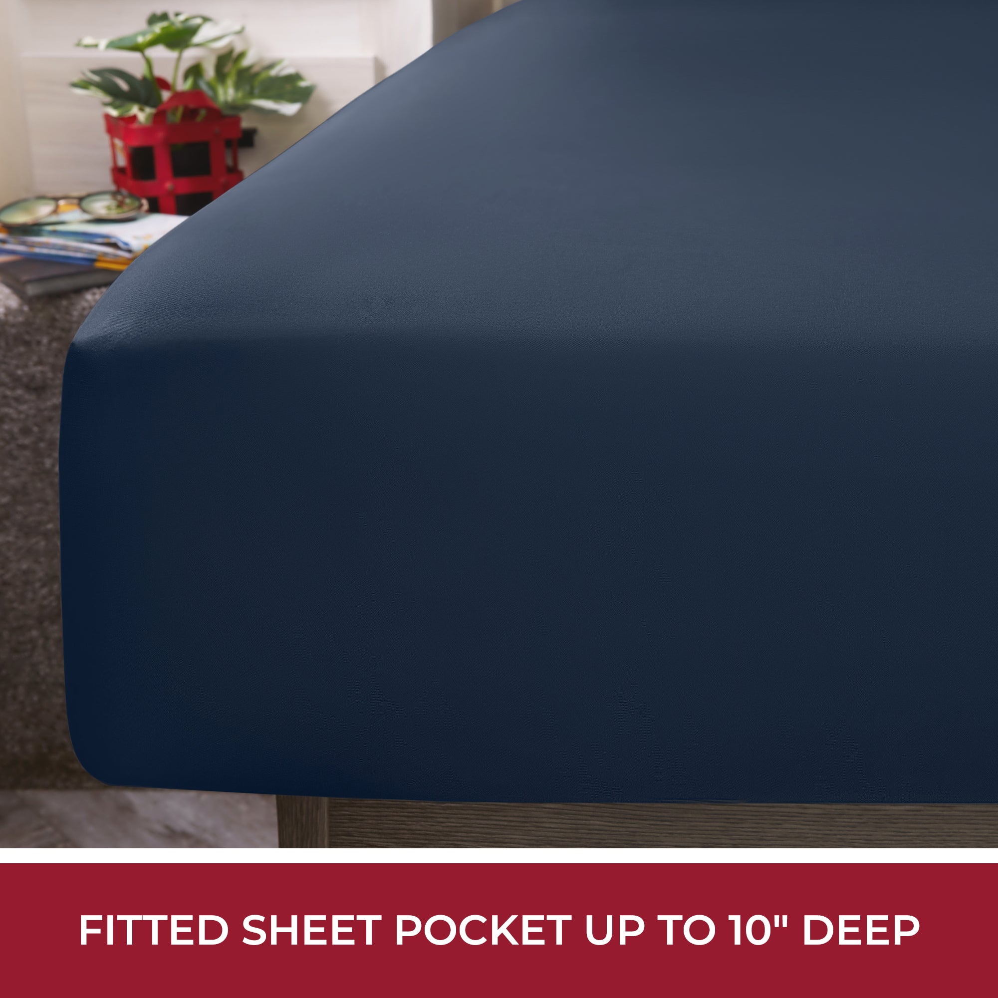 Breathable Luxury RV Sheets Queen Size Bed Set, Microfiber RV Bunk Bed Sheets, Short Queen, Navy Blue - Premium Ultra-Soft Pillowcase Pair for Sleeping Detail