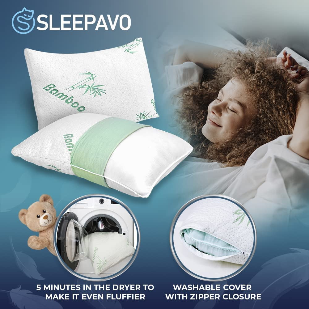 Ergonomic Memory Foam Memory Foam Pillows Queen Size Set of 2 - Cooling Bed Pillows for Sleeping - Back, Stomach, Side Sleeper Firm, Comfy ... - Hotel Quality Plush Sleeping Pillows Detail
