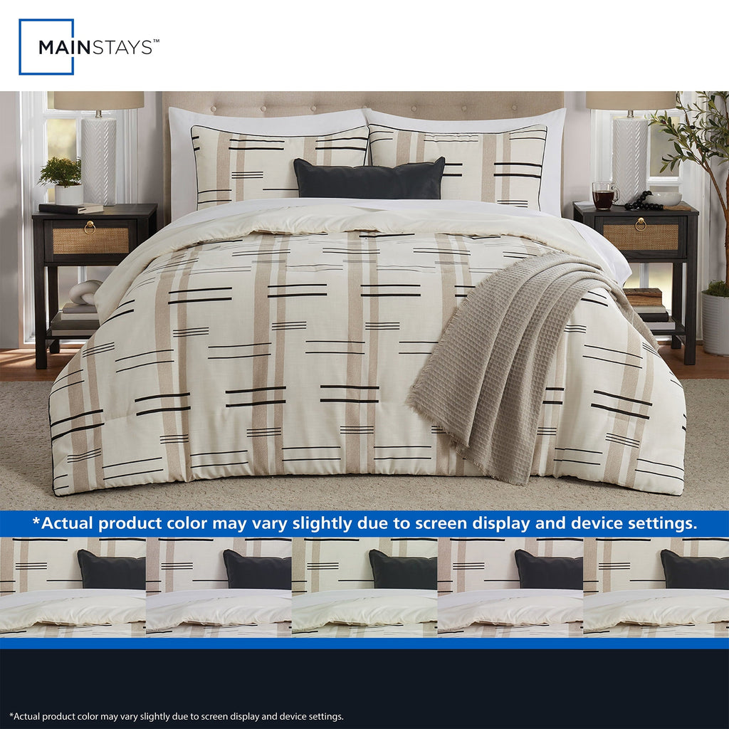 Heavyweight Warmth Full/Queen Comforter Set, All-Season, 5-Piece, Tan Modern - Cloud-Like Soft Lightweight Bed Comforter Detail