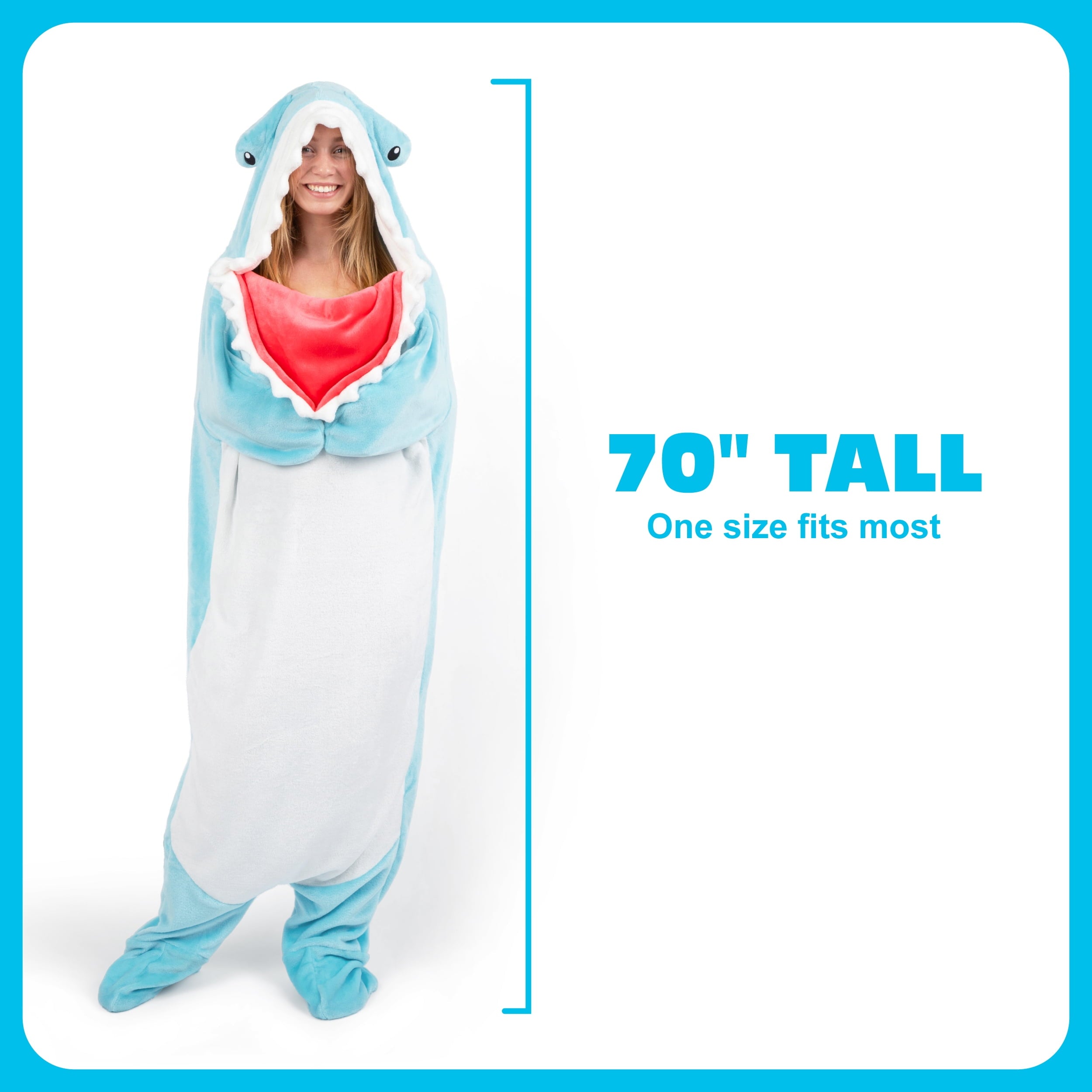 Reversible Sherpa Hammerhead Blanket 70" Throw Blanket with Sleeves - Luxury Knitted Decorative Throw Blanket with Fringes Detail