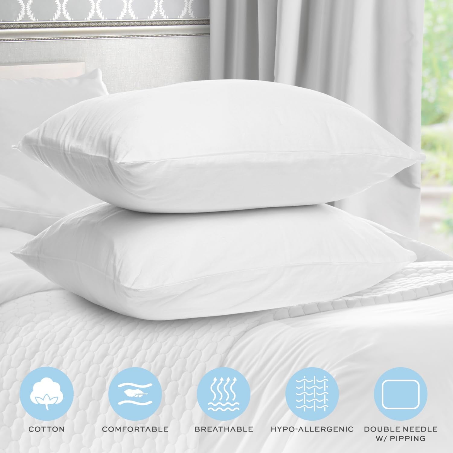 Ergonomic Memory Foam Bed Pillows for Sleeping 2 Pc Set, Queen Size Pillow Side Sleeper Set, Down Alternative Luxury Hotel Soft Pillow 28x2... - Ergonomic Memory Foam Pillow for Neck Pain Support Detail