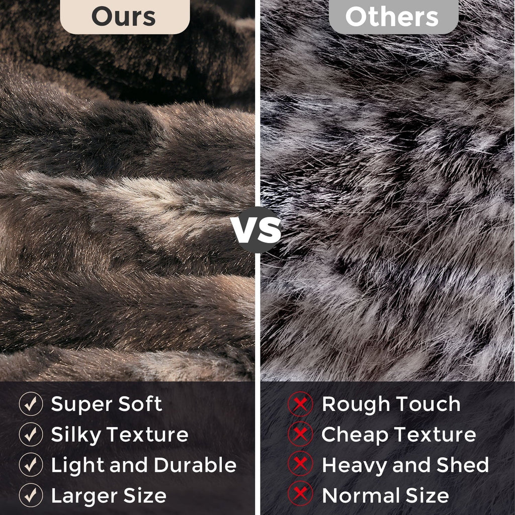 Super Soft Flannel Faux Rabbit Fur Throw Blanket- 50x60 inches, Soft Fluffy Cozy Warm Fuzzy Machine Washable, Durable Blanket for Couch ... - Luxury Knitted Decorative Throw Blanket with Fringes Detail