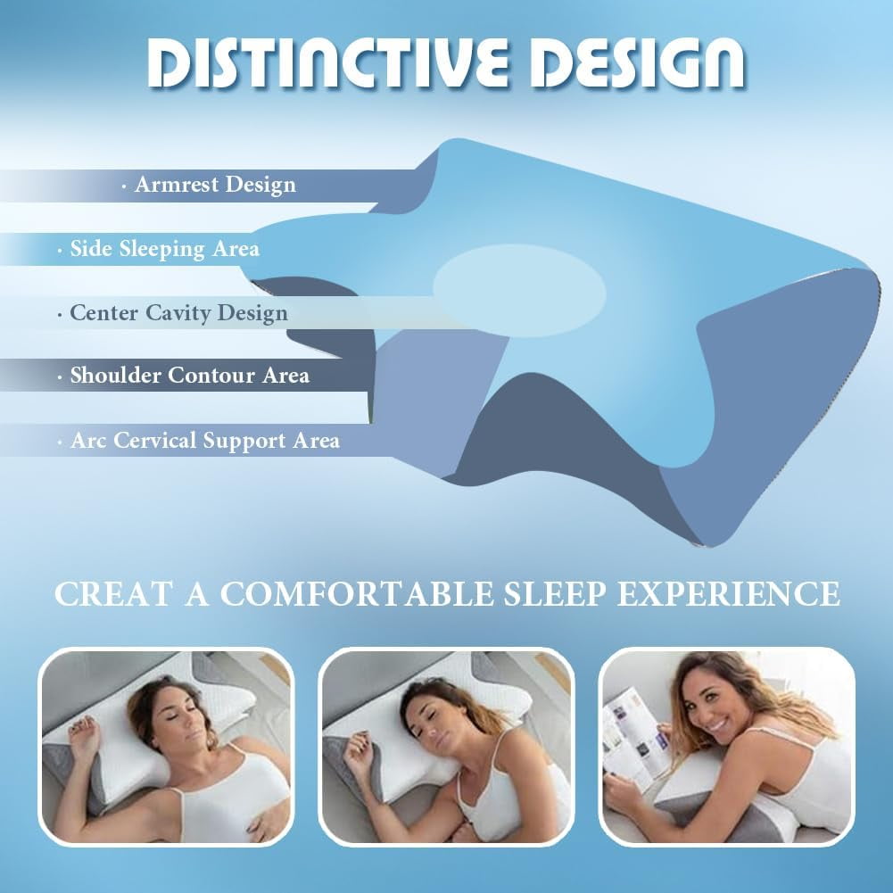 Ergonomic Memory Foam Airway Pro Sleep Apnea Pillow, Airway Pro Cervical Pillow - All-Night Neck Support, Ergonomic Pillows for All Sleepin... - Ergonomic Memory Foam Pillow for Neck Pain Support Detail