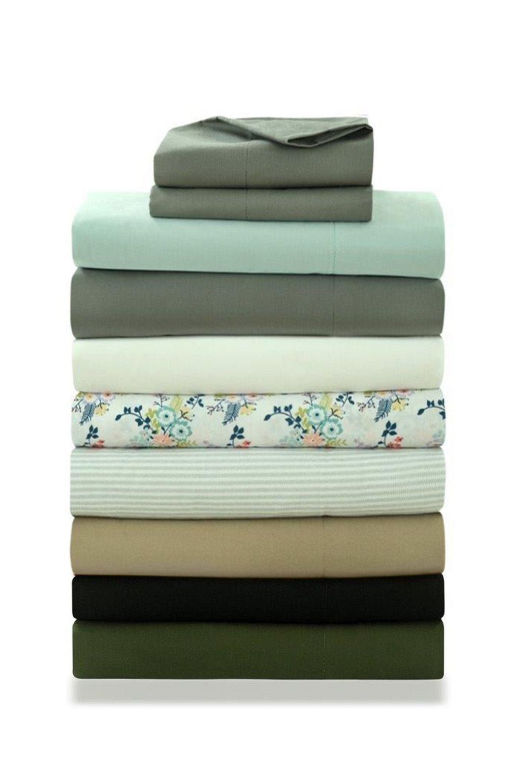 Breathable Luxury Easy Care 300 Thread Count Cotton Rich Percale Sheet Set, King, Grey Stripes - Cooling Hotel Quality Bedding Sheets and Pillowcases Detail