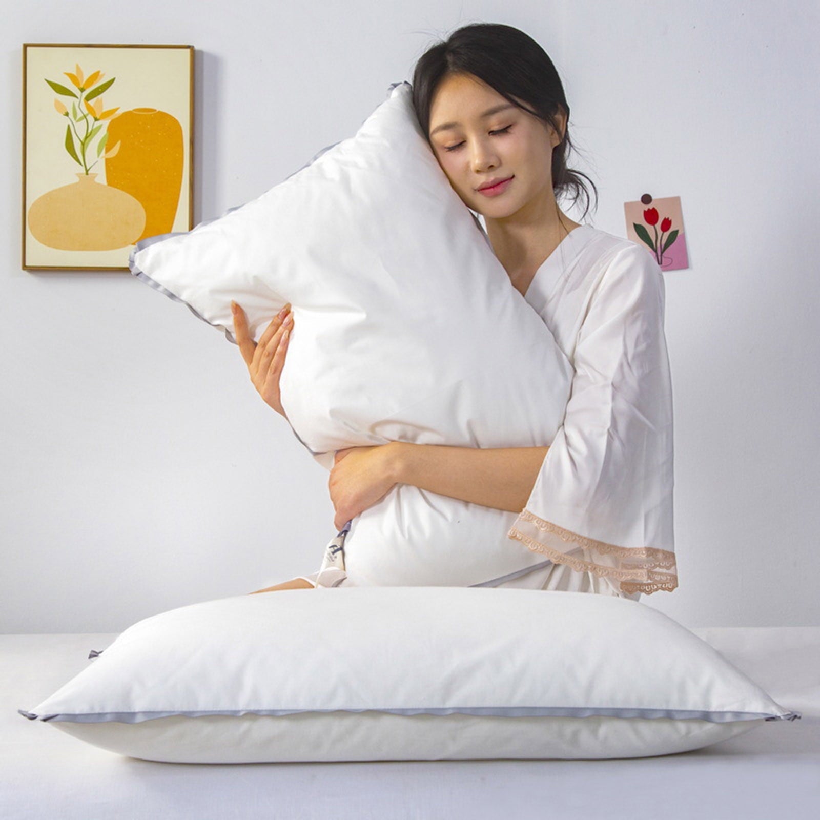 Orthopedic Support Bed Pillows for Sleeping, Soft and Supportive Bed Pillow Hotel Collection Pillow, Comfortable Pillow for Side and Bac... - Ergonomic Memory Foam Pillow for Neck Pain Support Detail