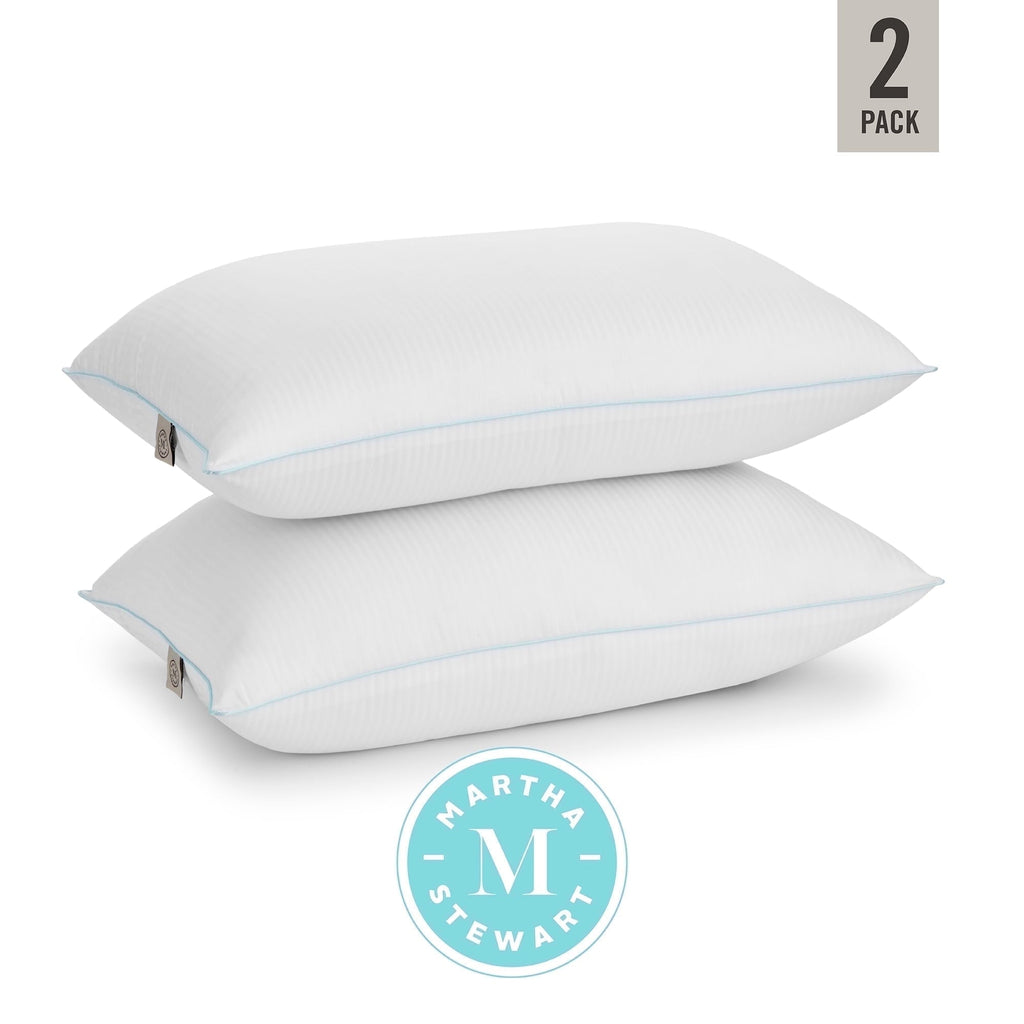 Orthopedic Support Classic Stripe Bed Pillows Standard / Queen Size Set Of 2, Enhanced Loft Plush Pillow for All Sleep Positions, 20" x ... - Hotel Quality Plush Sleeping Pillows Detail
