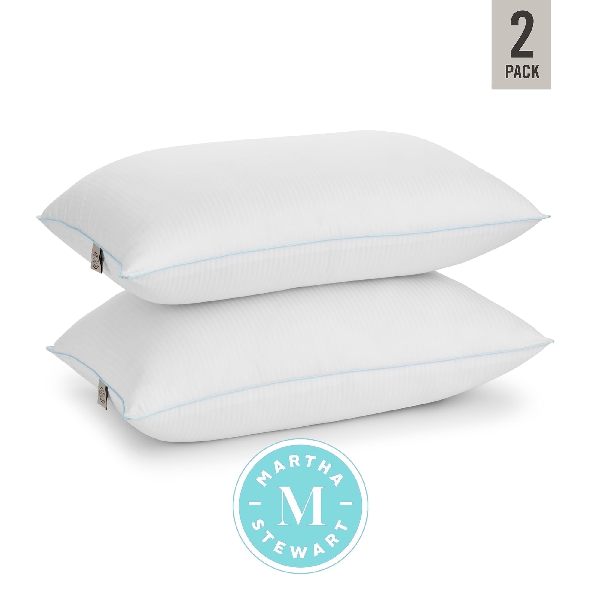 Orthopedic Support Classic Stripe Bed Pillows Standard / Queen Size Set Of 2, Enhanced Loft Plush Pillow for All Sleep Positions, 20" x ... - Hotel Quality Plush Sleeping Pillows Detail