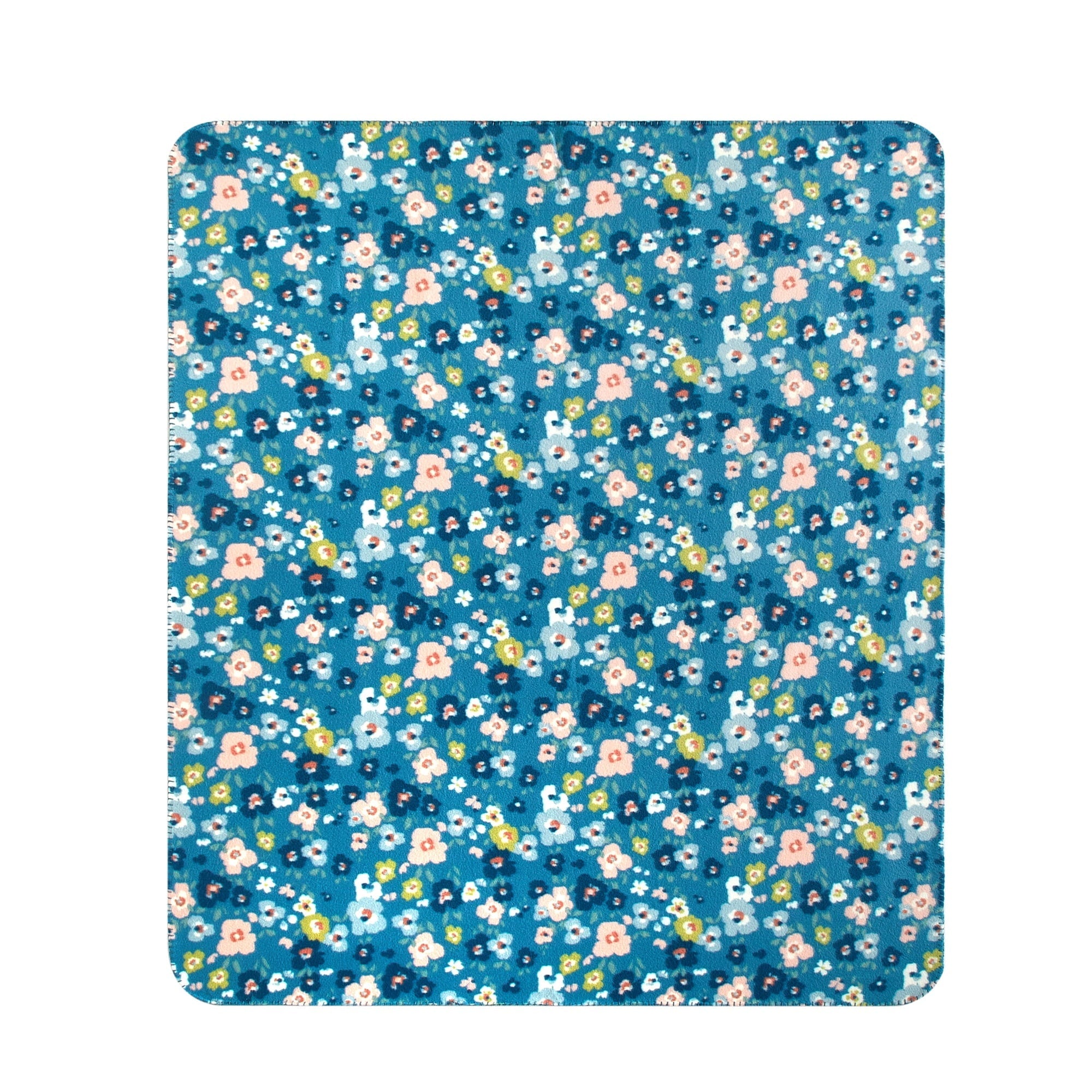 Decorative Knitted Cozy Fleece Throw Blanket Delightful Floral 50" x 60", All Ages - Super Soft Reversible Sherpa Flannel Blanket Detail