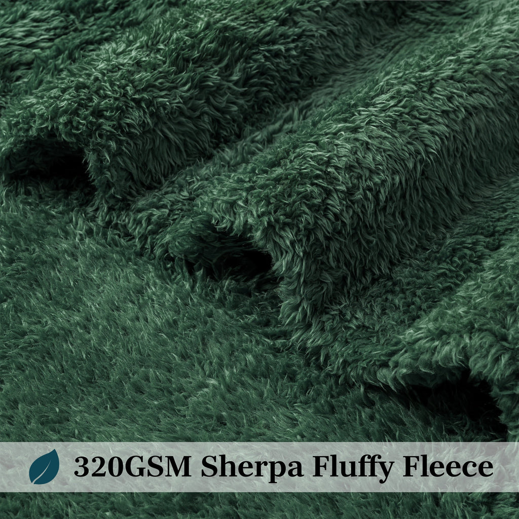 Super Soft Flannel Sherpa Throw Blanket For Couch Sofa, Emerald Green Fluffy Warm Plush Blanket for Bed, Cozy Super Soft Lightweight Thr... - Cozy Fleece Throw Blanket for Couch & Bed Detail