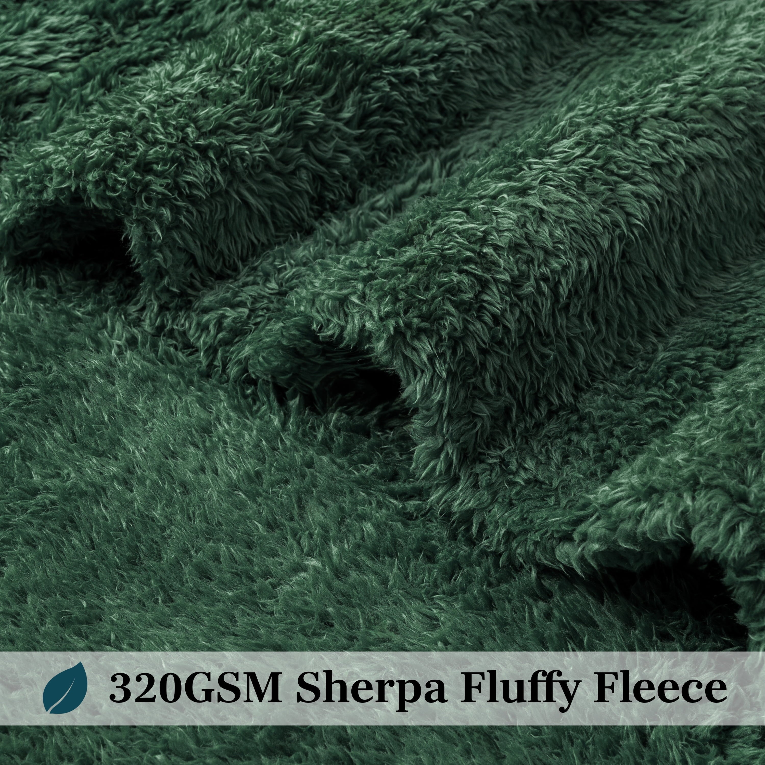 Super Soft Flannel Sherpa Throw Blanket For Couch Sofa, Emerald Green Fluffy Warm Plush Blanket for Bed, Cozy Super Soft Lightweight Thr... - Cozy Fleece Throw Blanket for Couch & Bed Detail