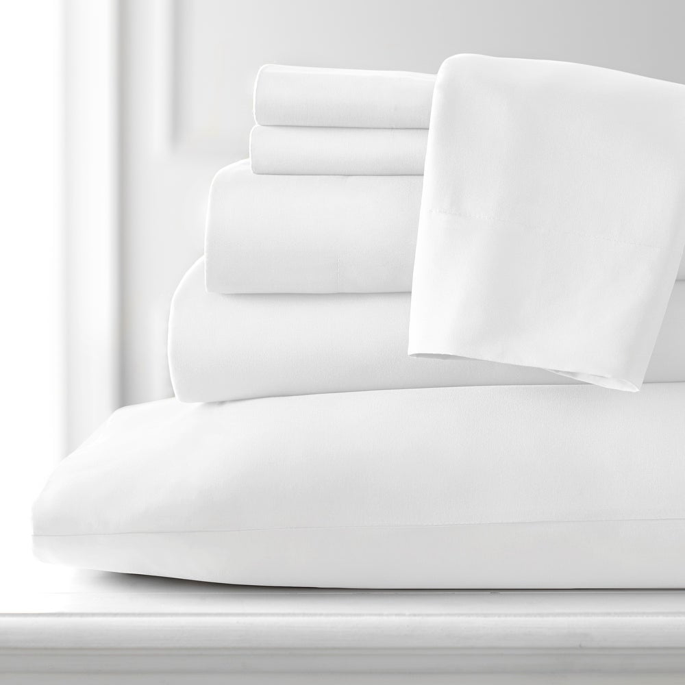 Ultra-Soft Hotel Collection Rayon derived - 6 Piece, Queen, White - Cooling Hotel Quality Bedding Sheets and Pillowcases Detail