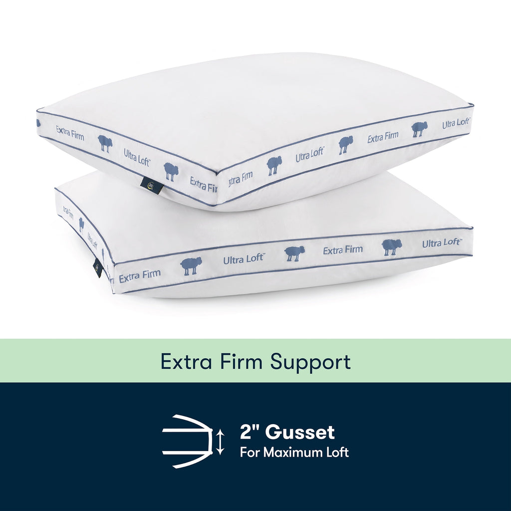 Hotel Collection Ultra Loft Standard/Queen Bed Pillow, Extra Firm Support - Orthopedic Shredded Foam Bed Pillow Set Detail