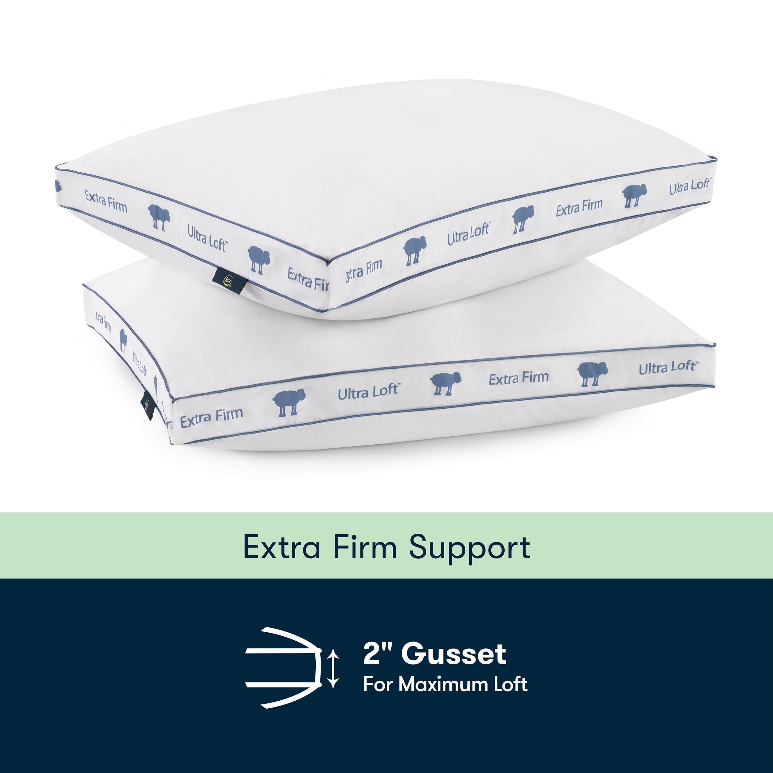 Hotel Collection Ultra Loft Standard/Queen Bed Pillow, Extra Firm Support - Orthopedic Shredded Foam Bed Pillow Set Detail