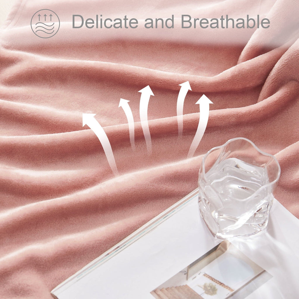 Super Soft Flannel Large Flannel Fleece Velvet Plush Throw Blanket - 50" x 70" (Pink) - Lightweight Plush Warm Blanket for All Seasons Detail