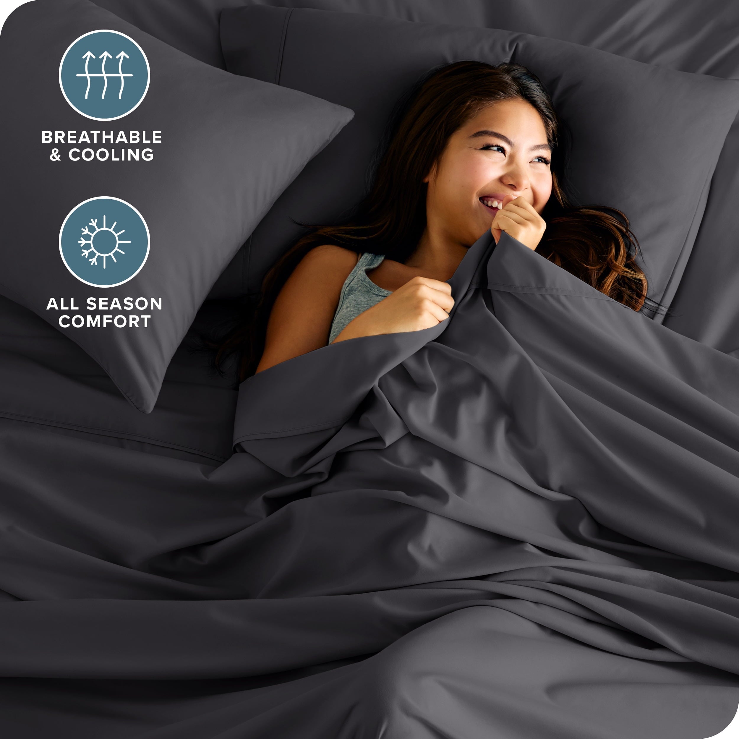 Ultra-Soft Luxury Bed Sheet Set- 6 Piece - Queen, Gray - Luxury Bed Sheet Set with Deep Pockets Detail