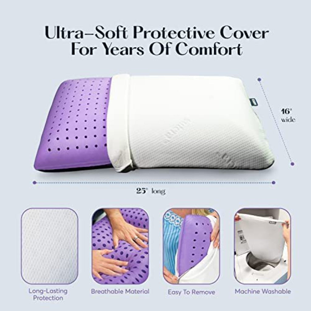 Ergonomic Memory Foam Plush Zen Bed Pillow, Lavender Scented Cooling Adaptive Memory Foam Queen - Ergonomic Memory Foam Pillow for Neck Pain Support Detail