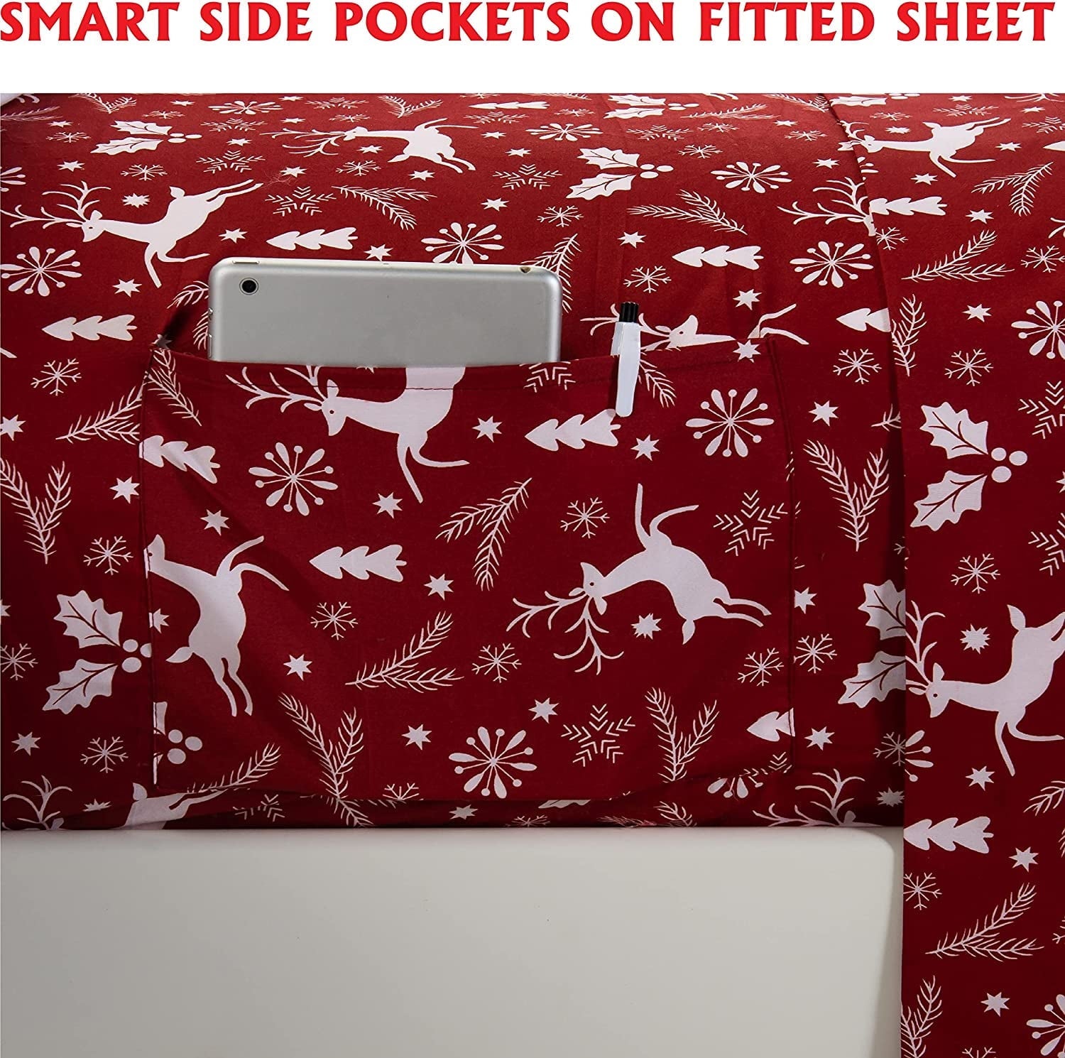 Premium Egyptian Cotton Luxury Soft Bed Sheets Holiday Pattern 1500 Thread Count Percale Egyptian Quality Softness Wrinkle and Fade Resistant... - Premium Ultra-Soft Pillowcase Pair for Sleeping Detail