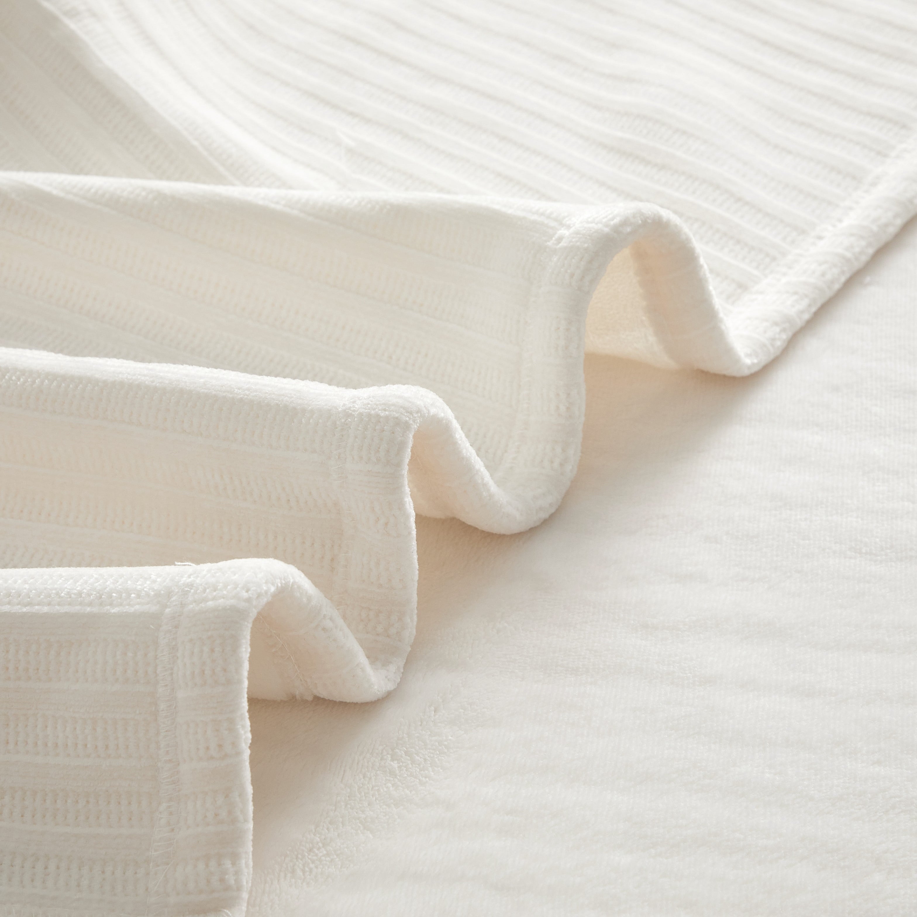 Decorative Knitted Cozy Chenille Reverse to Plush Soft Couch Throw, Vanilla Dream, Standard Size - Luxury Knitted Decorative Throw Blanket with Fringes Detail