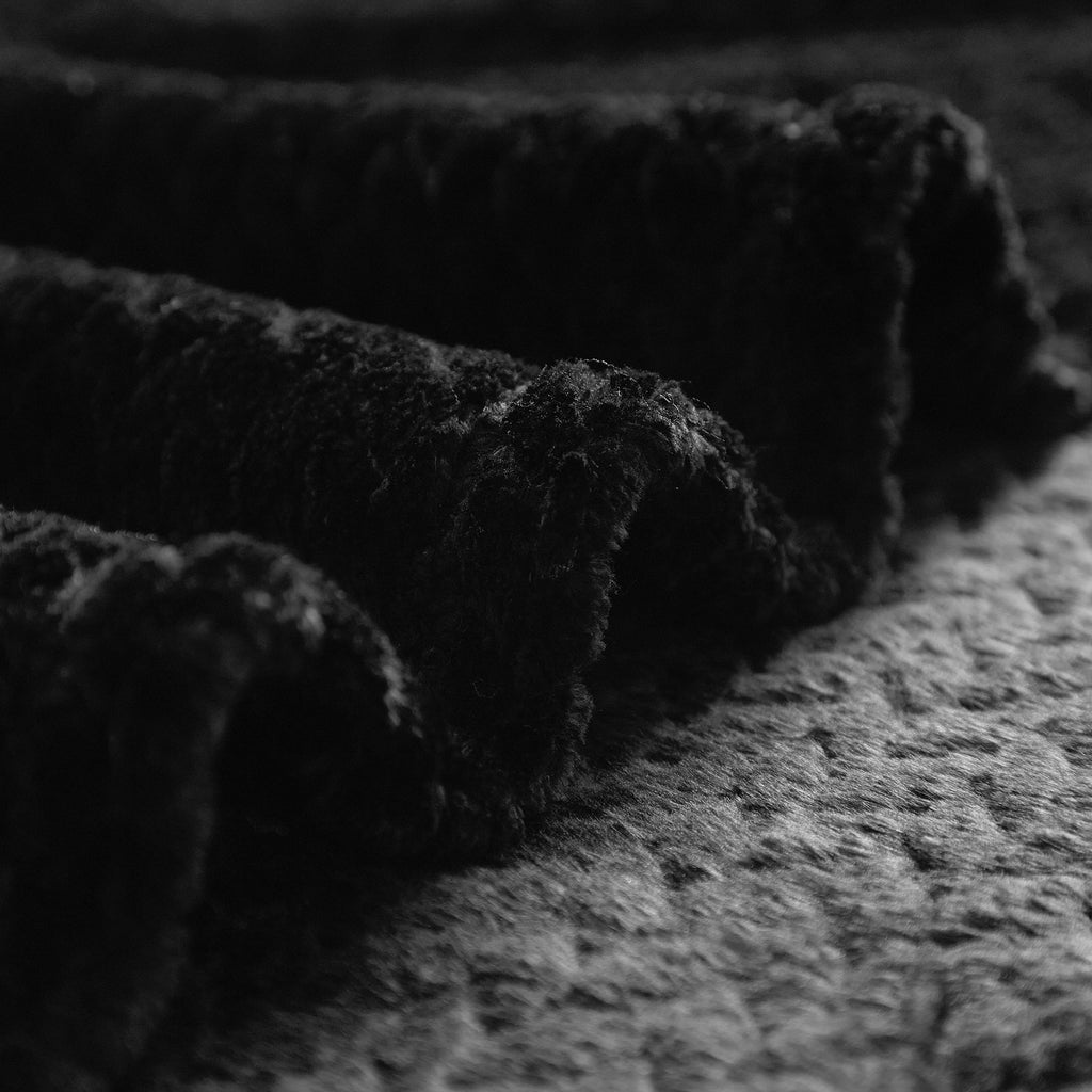 Lightweight Warm Cozy Textured Plush Throw Blanket, Black, 50"x60" All Ages - Lightweight Plush Warm Blanket for All Seasons Detail