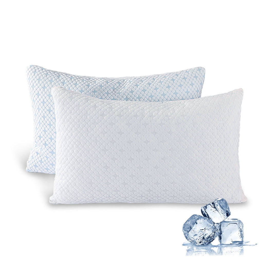 Orthopedic Support 2-Pack Adjustable Cooling Bed Pillows, Shredded Memory Foam Pillows Set of 2, Standard Queen, Dual Sides - Orthopedic Shredded Foam Bed Pillow Set Detail