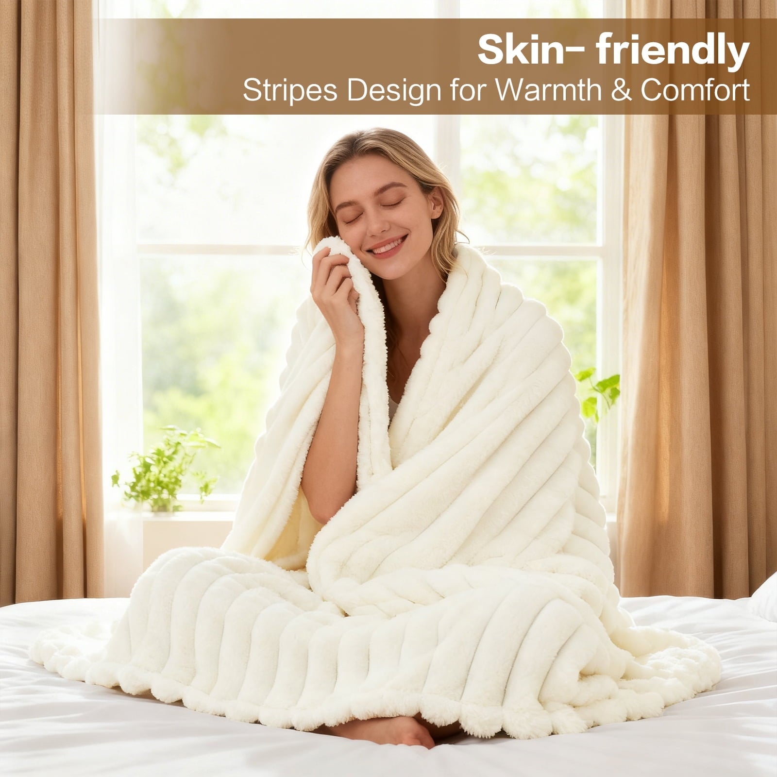 Super Soft Flannel White Fleece Throw Blanket for Couch, Super Soft Cozy Blankets and Throws, Decorative Fleece Blankets for Women Men G... - Cozy Fleece Throw Blanket for Couch & Bed Detail
