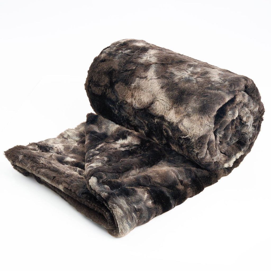 Super Soft Flannel Faux Rabbit Fur Throw Blanket- 50x60 inches, Soft Fluffy Cozy Warm Fuzzy Machine Washable, Durable Blanket for Couch ... - Luxury Knitted Decorative Throw Blanket with Fringes Detail