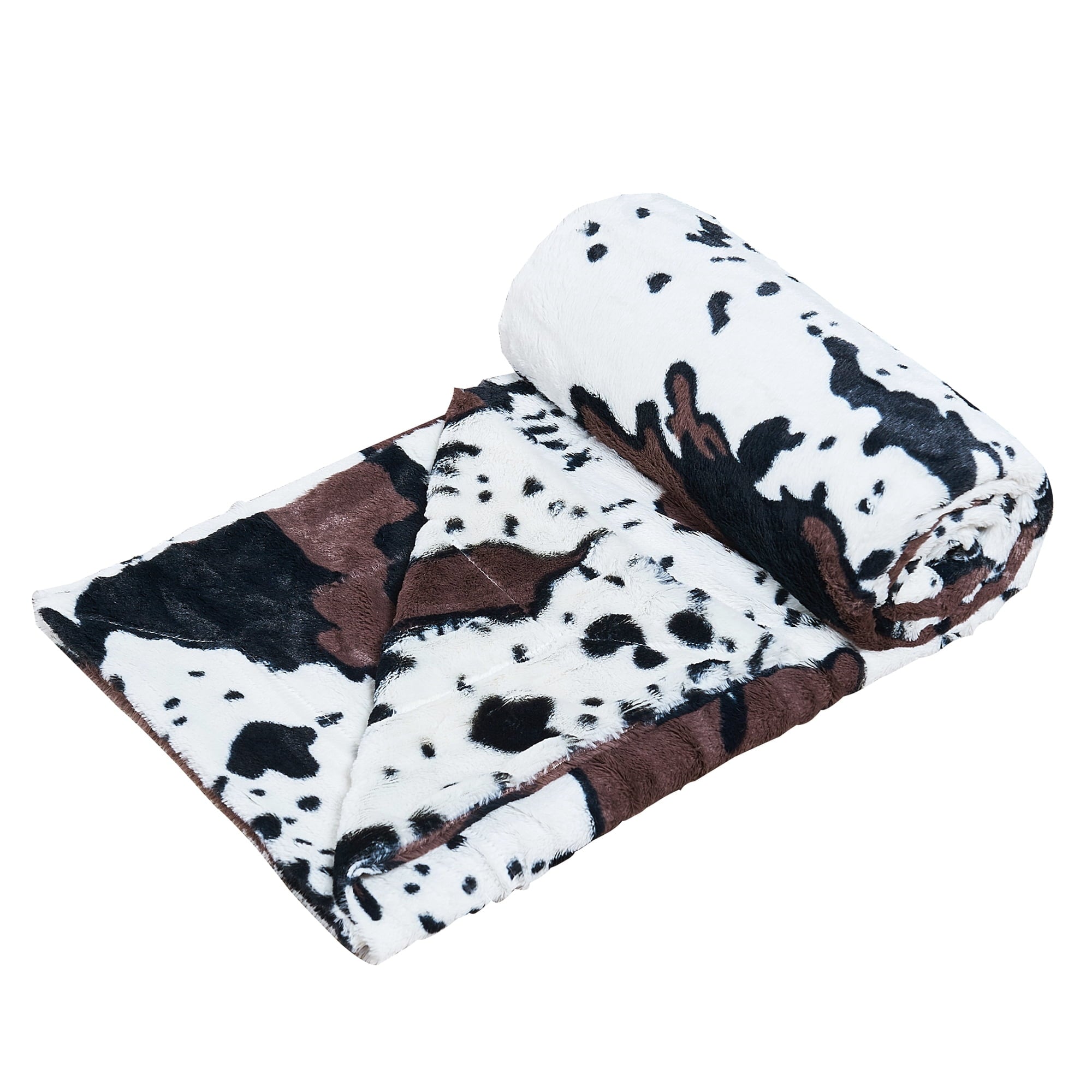 Super Soft Flannel Cow Print Double Sided Faux Fur Throw Blanket, Soft Cozy Fuzzy Black and White Throw, 50x60 inches - Lightweight Plush Warm Blanket for All Seasons Detail