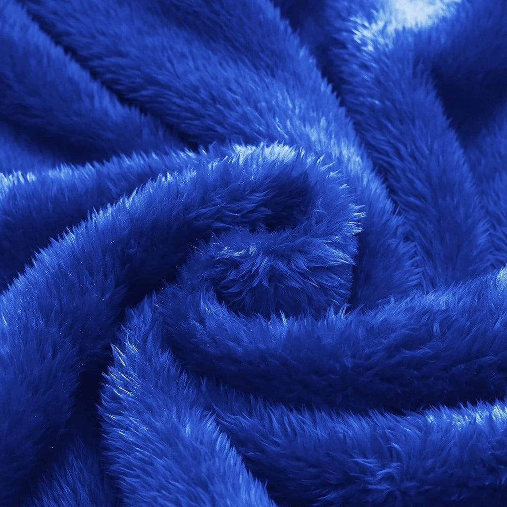 Lightweight Warm Plush Fuzzy Fleece Throw Blanket (40" x 50", Cobalt Blue)- Soft, Warm and Lightweight - Luxury Knitted Decorative Throw Blanket with Fringes Detail